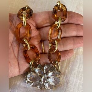 Faux Tortoise Jeweled‎ Statement Necklace